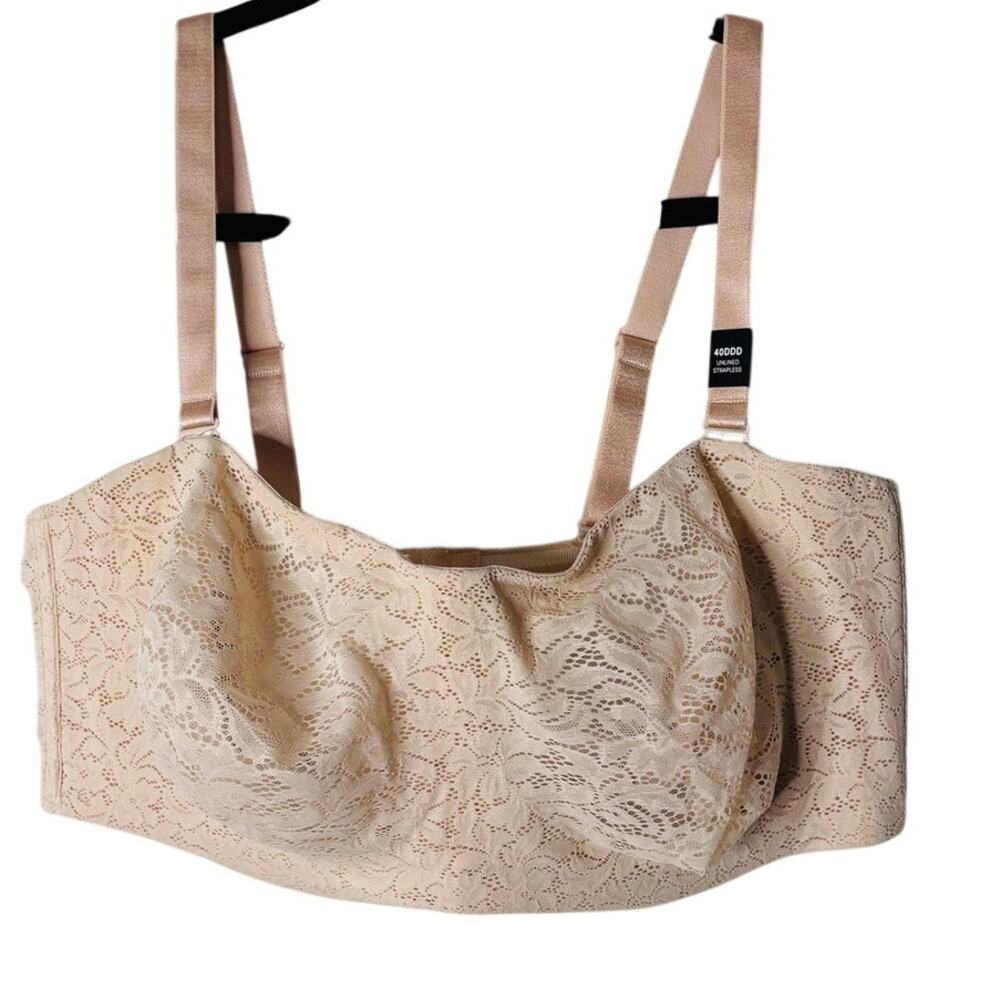 Torrid Rose Dust Lace Unlined Strapless Multiway Bra 40DDD NWT